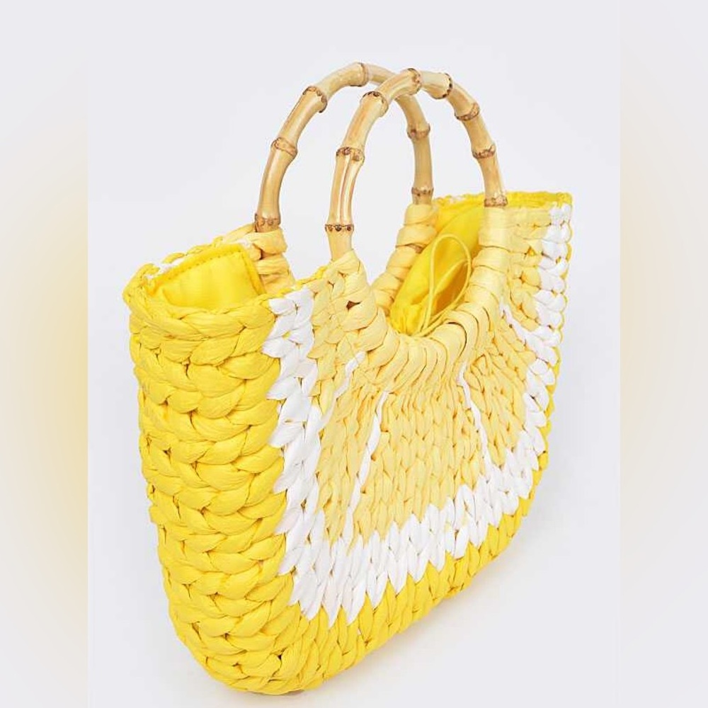 Yellow Lemon Straw Tote Bag - Picture 5 of 5
